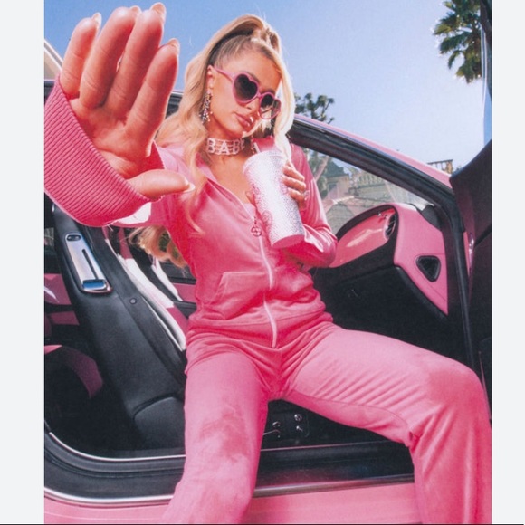 Juicy Couture Pants - Y2K JUICY COUTURE BARBIE PINK VELOUR TRACKSUIT SET BLING EMBELLISHED LIKE NEW